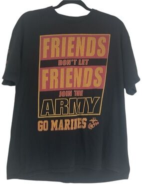 Men’s XL Marines Graphic Tee – Friends Don’t Let Friends Join Army T-shirt